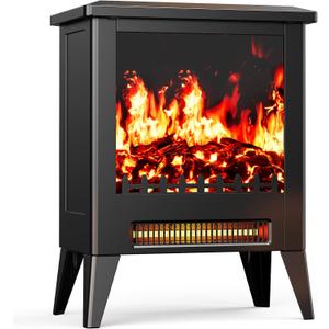 Silonn Electric Fireplace Heater, Quick Heating Portable Low Noise Fireplace with Temp Control, CSA Certified,18 Electric Fire Place with Overheat Protection Function for Living Room, Bedroom, Black