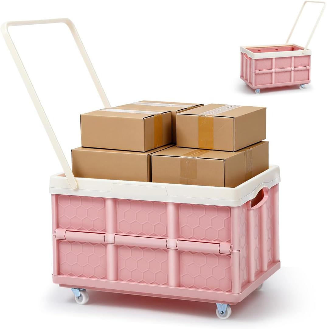 30L Collapsible Storage Bins with Lids: Storage Tote With Wheels Folding Plastic Stackable Utility Crates Plastic Tote Storage Box Container Stackable Folding Utility Crates for Clothes,Books