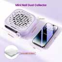 JODSONE 6000RPM Mini Nail Dust Collector Low Noise Powerful Suction Portable Nail Salon with 30 Filters Purple