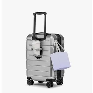 KYME Hardside Expandable Carry On Luggage 22x14x9 Airline Approved 20 Inch Hardshell Carry On Suitcase with Wheels TSA Lock Small Travel Rolling Luggage with Cup Holder for Women Men Silver