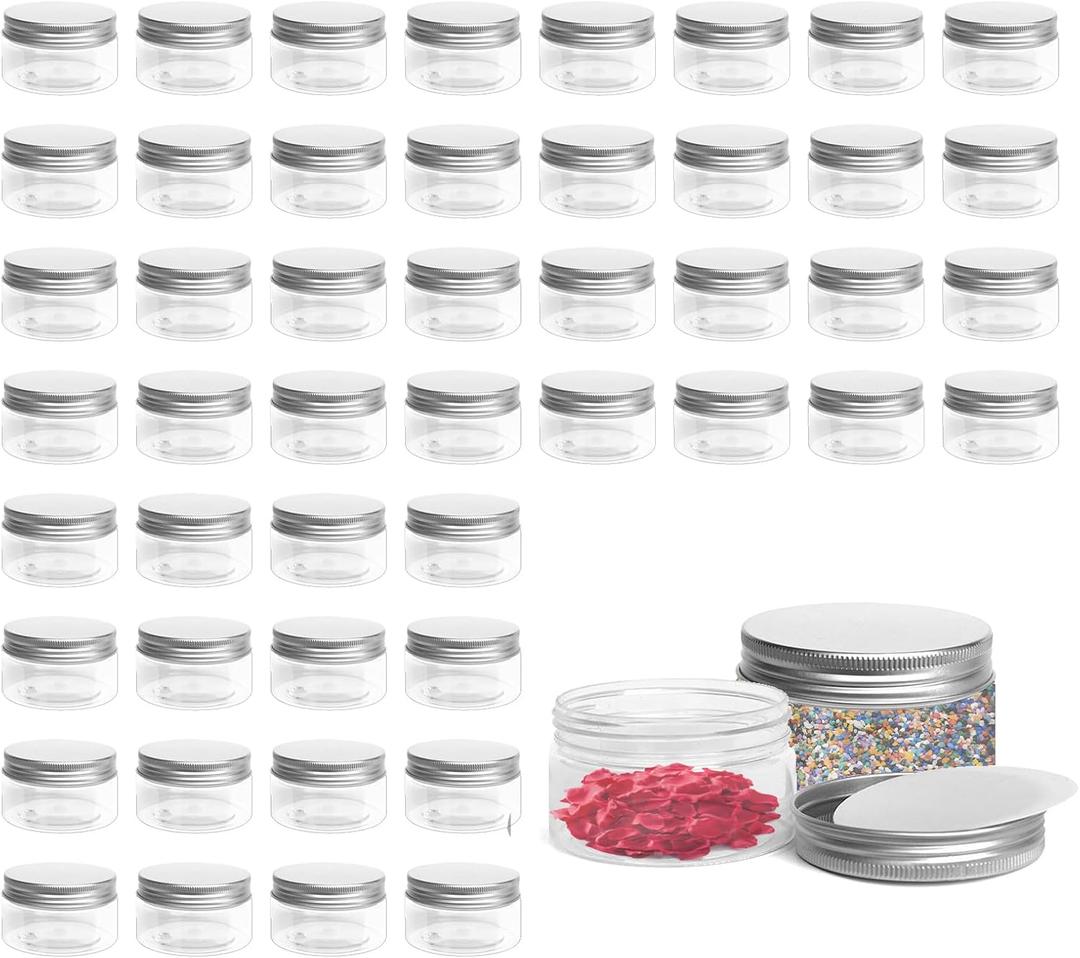 80 Pcs Clear Plastic Jars with Screw Lids Cosmetic Containers, 2.7 inches x 1.6 inches