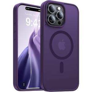 Magnetic for iPhone 15 Pro Case,[Compatible with MagSafe][Military-Grade Drop Protection][Anti-Yellowing]Shockproof Protective Translucent Matte Cover for iPhone 15 Pro Phone Case,Deep Purple