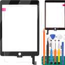 for iPad Air 2 Touch Screen Replacement for iPad Air 2nd Gen 9.7 Screen Replacement A1566 Digitizer Sensor A1567 Touch Digitizer Panel Glass No Home Button Repair Parts Black (Without LCD)