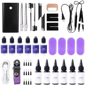 V Light Hair Extensions Kit V-Light Extension Machine V-Light Extension Remover Machine .V-Light Glue 20g * 6 v Light Glue Remover Solution 20ml * 6(Black Machine Set 2)
