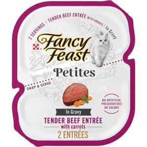 Purina Fancy Feast Petites Tender Beef Entree With Carrots in Gravy Gourmet Wet Cat Food - (Pack of 12) 2.8 oz. Tubs, Best By: AUG 2026