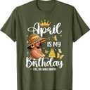 April is My Birthday African American Woman Birthday Queen T-Shirt, XL