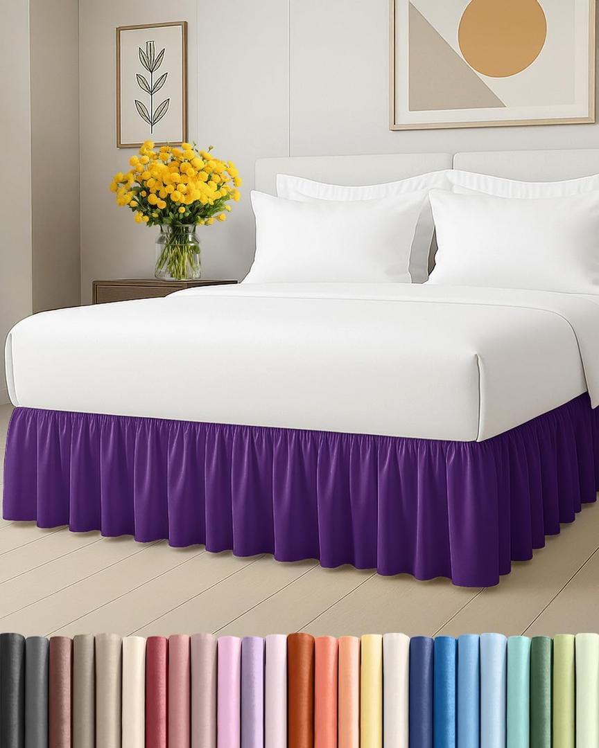 Bedskirt Full Size Ruffle - 15 inch Drop Dust Ruffle Bed Skirt with Platform - Ultra-Soft, Easy Fit, Premium Hotel Quality - Wrinkle, Fade & Shrink Resistant - for Women, Men, Kids and Teens - Purple