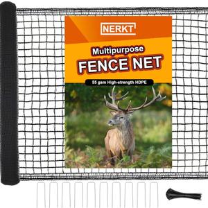 Plastic Mesh Fence 55gsm Thicker Heavy Duty Deer Fence - 4x75ft Black Plastic Fencing Roll Temporary Garden Fence Netting for Yard Protection from Deer Dog Chicken Critter Barrier, Reinforced Edges