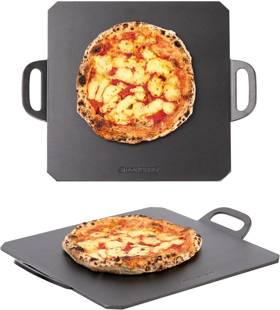 14 x 14 inch Pizza Steel, Premium Carbon Steel Baking Plate for Perfectly Crispy Pizzas and Breads, Dual Handles, Ideal for Home and Commercial Use, 13.68 lbs