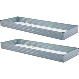 Meberam 2 Pack 12x4x1FT Galvanized Raised Garden Beds Kit Outdoor Metal Gardening Planter Box for Vegetable Elevated Flower Herbs,Gray
