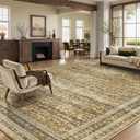 8x10 Area Rugs for Living Room Bedroom, Washable Vintage Boho Brown