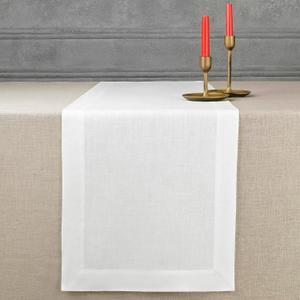 D'Moksha Homes Linen White Table Runner 72 Inches Long - 100% Pure Linen 14 x 72 Inch Table Runner for Dining, Valentines, Spring, Easter - Machine Washable