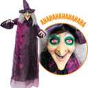 Besti Life Size Hanging Witch Halloween Decor (71 Inches) | Sound & Touch Activated Talking Halloween Decorations | Witch Props Excellent Choice for Haunted House | Indoor & Outdoor Animated Prop