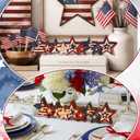 Yousoontic 4th of July Table Centerpieces, 3D Wooden Star Decorations with LED Lights, Patriotic Farmhouse Decor for Home Mantel Desk Office, Independence 250th Anniversary Memorial Day Party Decors