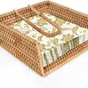 Rattan Napkin Holders Square For Kitchen And Bathroom, Guest Towel Holder Tray For Bathroom, Handcrafted Flat Napkin Holder Basket, Wicker Accessories for Home Decor, Restaurants, Cafe (7.5 x 7.5 x 2.7 inches)