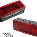 Left+Right/over 12 LED super diodes for each light/AUTO 2PCS 12V LED Submersible Low Profile Rectangular Trailer Lights, Tail Stop Turn Running Lights Kit, Sealed for Boat Truck Marine