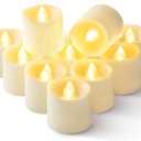 Homemory 12Pack Timer Flameless LED Votive Candles, Long Lasting Battery Operated Tea Light with Timers, 6 Hours On and 18 Hours Off Cycle Automatically for Wedding,Table Decorations (Ivory Base)
