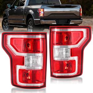 Tail Light Assemblies Compatible with 2018 2019 2020 Ford F-150, Left & Right Side Rear Taillights Brake Signal Lights with Bulbs and Harness