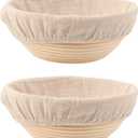 DOYOLLA Bread Proofing Baskets Set of 2 8.5 inch Round Dough Proofing Bowls and Liners Perfect Home Sourdough Bread Baking supplies