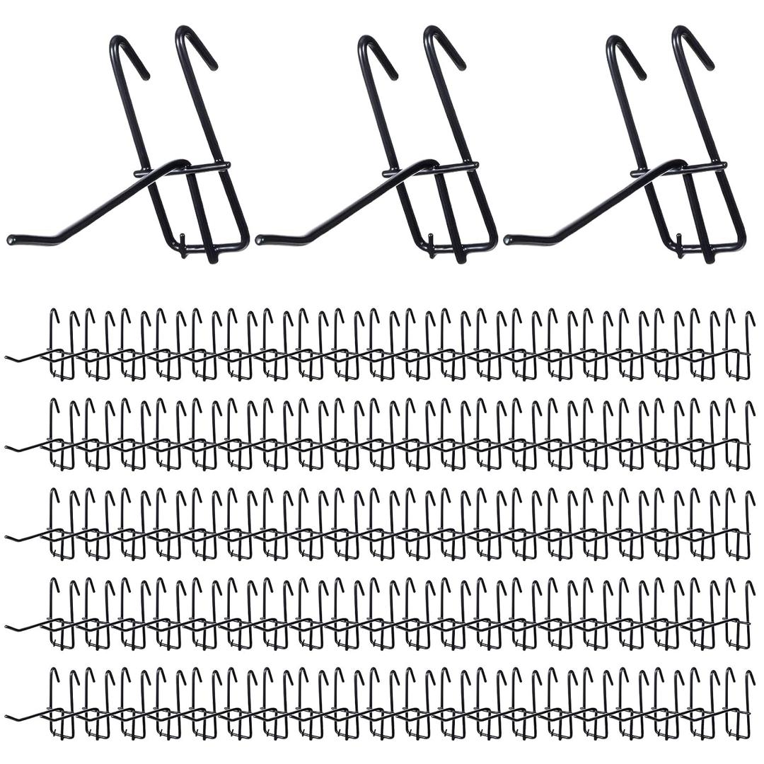 4 Inch Grid Wall Hooks, 100 Pcs Heavy Duty Gridwall Panel Hooks Store Garage Wall Mount Organizers Storage Grid Wall Display Hangers Gridwall Accessory for Retail, Craft Show, Home Setup (Black)