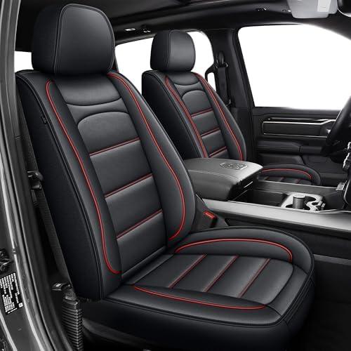 Seat Covers Fit for Dodge RAM 1500 2002-2025 2026: Compatible with RAM 1500 2500 3500 Crew Double Quad Cab Truck Pickup Car Seat Cover Faux Leather Seat Covers Only 2 Front