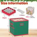 Christmas Ornament Storage Box with Dividers 4 Removable Trays Christmas Storage Container Store Up to 64 Holiday Ornaments 3 Inch Christmas Ball Storage Container Bins for Xmas Decorations (Green)