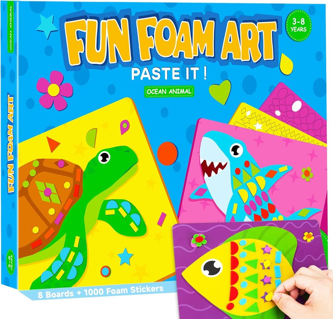 2 x Foam Sticker Art Craft Activity for Kids Ages 3-5 4-6,Mess-free Fun Sticker for Toddler, DIY 3D Foam Felt Craft Kit,Preschool Learning Toy Travel Game,Birthday Gifts for Boys Girls Ages 3 4 5 6 7 8
