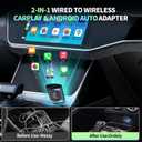 2026 Upgraded 2-in-1 Wireless CarPlay Adapter & Android Auto Wireless Adapter, Bluetooth Car Adapter for Wired to Wireless, Fast & Stable Auto-Connect, 5G WiFi & BT 5.4, Plug & Play (USB-C/A)