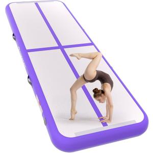 FBSPORT Gymnastics Training Mats Inflatable Air Gymnastics Mat 4/8 inches Thickness Inflatable Floor Mats for Home Use/Training/Cheerleading/Yoga/Water with Pump