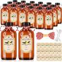 KEYWING 18 Pack 8oz Amber Glass Boston Round Bottles with Airtight Poly Cone Caps, Perfect Dispensing Bottles for Homemade Vanilla Extract, Syrups, Essential Oils, Holiday & Christmas Gift