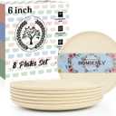 Homienly Small Plates Set of 8, Wheat Straw Plates, 5.7 Inch Lightweight Unbreakable MIni Dessert Plate, Microwave and Dishwasher Safe Small Plate Set - Beige