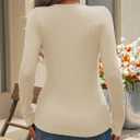 CiCiBird Womens Sexy Lace V Neck Long Sleeve Top Slim Fit Going Out Shirt 2025 Spring Fall Fashion Tee (Beige, XL)