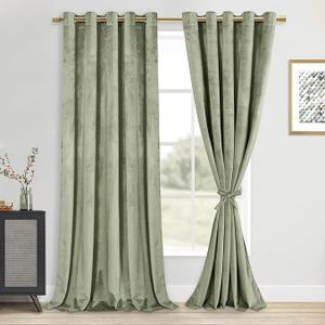 DWCN Velvet Curtains Extra Wide - Elegant Super Soft Bundleable Room Darkening Window Curtains Grommet Design Neutral Style Window Dressing for Bedroom/Living Room, Taupe, W60 x L84, 2 Panels (60"W x 84"L (Pack of 2))
