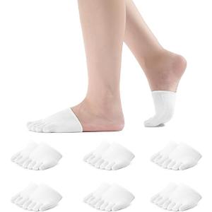 Women's Toe Socks for Mules Half Socks Toe Toppers Liner No Show Invisible Non-slip Toe Covers 5 Pairs