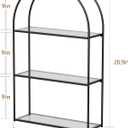 Crofy Black Arched Frame Wall Shelf, Decorative 3 Tier Bathroom Wall Shelf with Transparent Tempered Glass Shelves and Robust Storage Capacity, 5.1" D x 18.1" W x 28.9" H