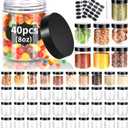 40 Pack Plastic Jars with Lids, Gencywe 8 oz Clear Slime Cosmetics Containers with Pen and Labels, Leakproof Storage Jars, PET Empty Jars with Black Lids for Kitchen Cookie Candy Spices Dry Food Cream