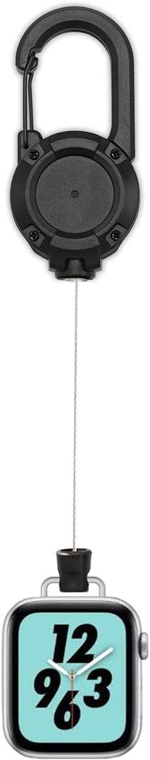 Badge Holder Retractable Clip Compatible with Apple Watch Band Series 11/10/9/8/7/6/5/4, SE 3/2/1, Ultra 3/2/1, Stretchable Badge Reel Clip for iWatch 38mm 40mm 41mm 42mm 44mm 45mm 46mm 49mm