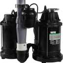 WAYNE - 1/2 HP Sump Pump with Integrated Vertical Float Switch and 12 Volt Battery Back Up Capability, Battery Not Included - Up to 5,100 Gallons Per Hour - Heavy Duty Basement Sump Pump System