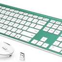 Wireless Keyboard and Mouse, Vssoplor 2.4GHz Rechargeable Compact Quiet Full-Size Keyboard and Mouse Combo with Nano USB Receiver for Windows, Laptop, PC, Notebook-Blackish Green