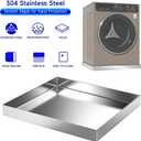 32" x 32" x 2.5" Washing Machine Drain Pan, Washer Tray for Floor Protection, Dishwasher Drain Pan, Pan for Under Washing Machine, 304 Stainless Steel, No Drain Port