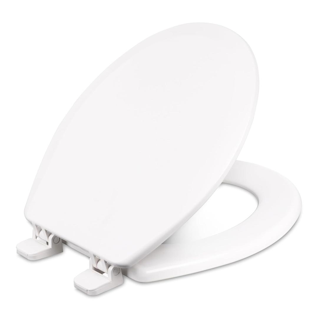 Centoco Wooden Toilet Seat Round, Closed Front with Cover, Residential, Made in the USA, 700-001, White