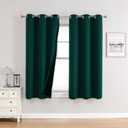 ChrisDowa 100% Blackout Curtains for Bedroom with Black Liner, 2 Thick Layers Total Blackout Thermal Insulated Grommet Small Window Curtains 2 Panels Set (Forest Green, 42 x 45 Inch)