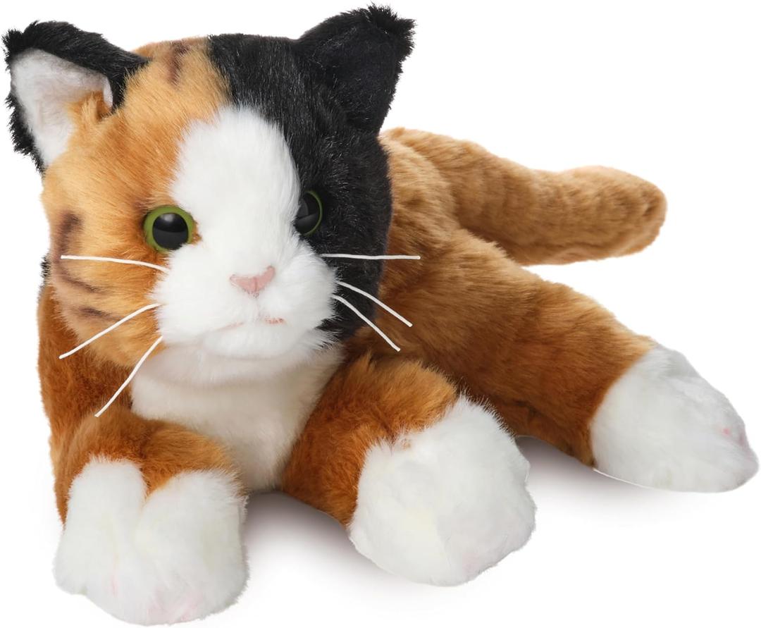 Bearington Callie Stuffed Cat Animal - 15" Realistic Calico Cat Plushies - Kitty Stuffed Animal with Soft Fur and Lifelike Details - Adorable, Cuddly Kitten Plush Gift for Kids and Toddlers