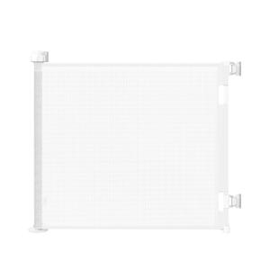 Retractable Baby Gate for Stairs & Doorways, 55" Wide x 33.6" Tall Easy Installation Mesh Dog Gate for Indoor & Outdoor Use,Pet and Dog Safety Gate for Hallways(White)