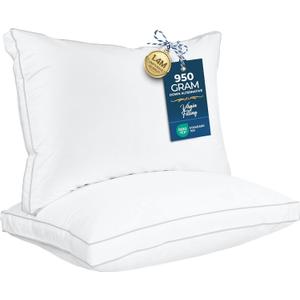 Utopia Bedding Bed Pillows for Sleeping Standard Size (White), Set of 2, Soft & Fluffy Pillow with Down Alternative Filling, Cooling, Hotel Quality, Gusseted Pillow for Back, Stomach or Side Sleepers