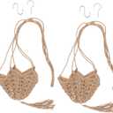 2 Pcs Universal Hanging Planter Basket Decorative Macrame Pot Holder with Hook for Bedroom Balcony Living Room Hallway (Brown,2)