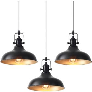 Black Pendant Lights Kitchen Island 3 Pack, 11.41" Kitchen Pendant Lighting, Farmhouse Pendant Light, Industrial Pendant Light, Island Lights for Kitchen Dining Room Bedroom