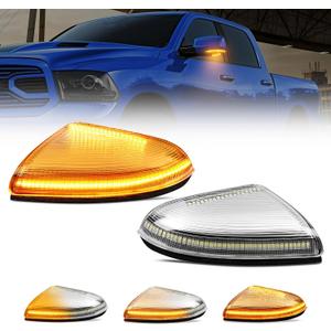 BORDAN LED Ram Side Mirror Turn Signal Puddle Light fit for Dodge Ram 1500 2009-2018, Plug and Play Front Mirror Side Marker Lamp for Ram 2500 3500 2010-2018 Bulb Lens, Pack of 2