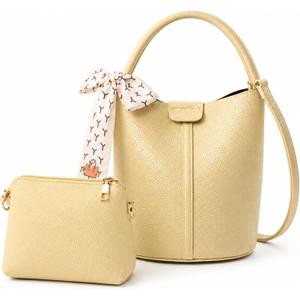 Vegan Leather Bucket Bag for Women Crossbody Bucket Purse with Removable Fashion Bucket Handbag