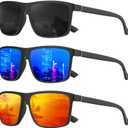 KALIYADI Polarized Sunglasses for Men and Women, Mens Sun Glasses with UV Protection for Driving Fishing Golf (3 Packs) ((3 Pack) Black/Dark Blue/Red)